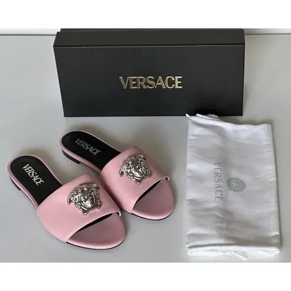 VERSACE Medusa Women's Rose Sandals 7 US (37 Euro) 1009428 Spain NIB $850 - Picture 12 of 13
